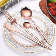 24pcs Gold Dinnerware Set Stainless Steel Tableware Knife Fork Spoon