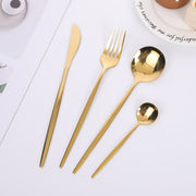 24pcs Gold Dinnerware Set Stainless Steel Tableware Knife Fork Spoon